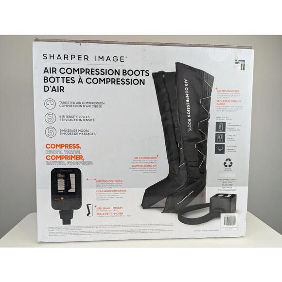 SHARPER IMAGE AIR COMPRESSION BOOTS SMALL/MEDIUM SIZE Inseam 25-31"- BLACK - Picture 3 of 6